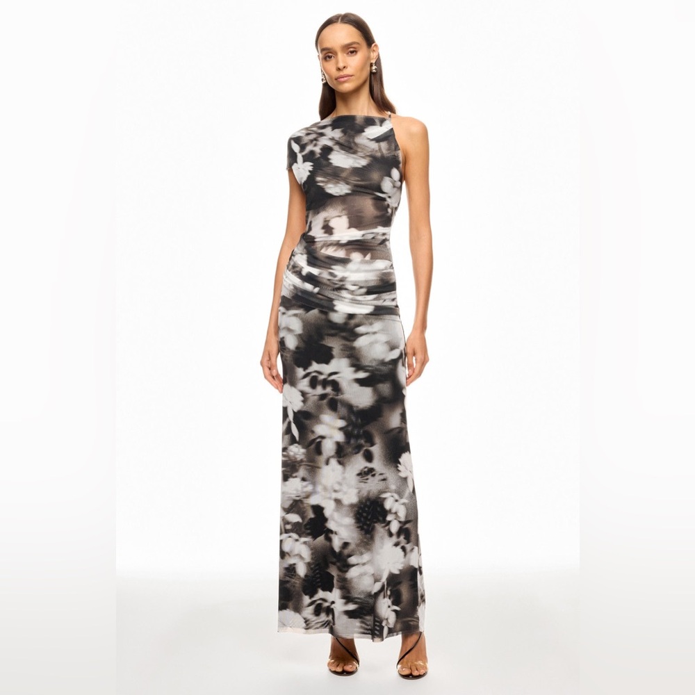 bec + bridge Monochrome Floral One Shoulder Dress